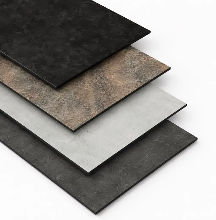 Floor and wall tiles displayed on racks at the Al Rawa building material store
